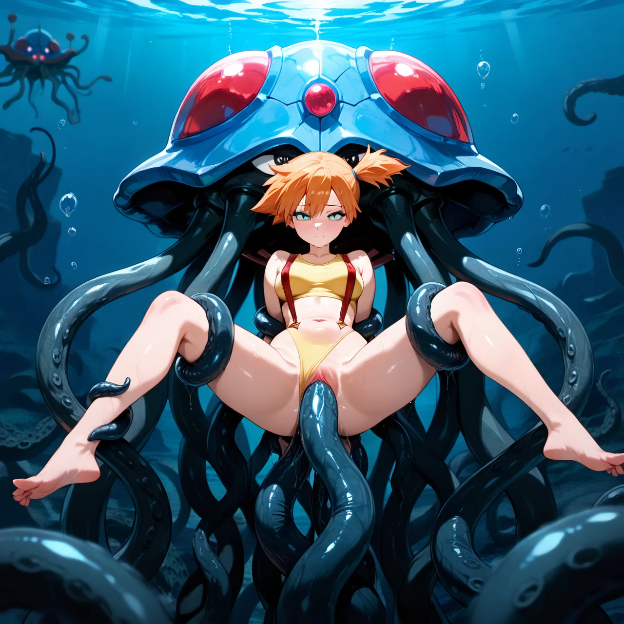 @misty underwater, (triple_penetration), (suspension), (spread_legs) (tentacles) captured_by_@tentacruel