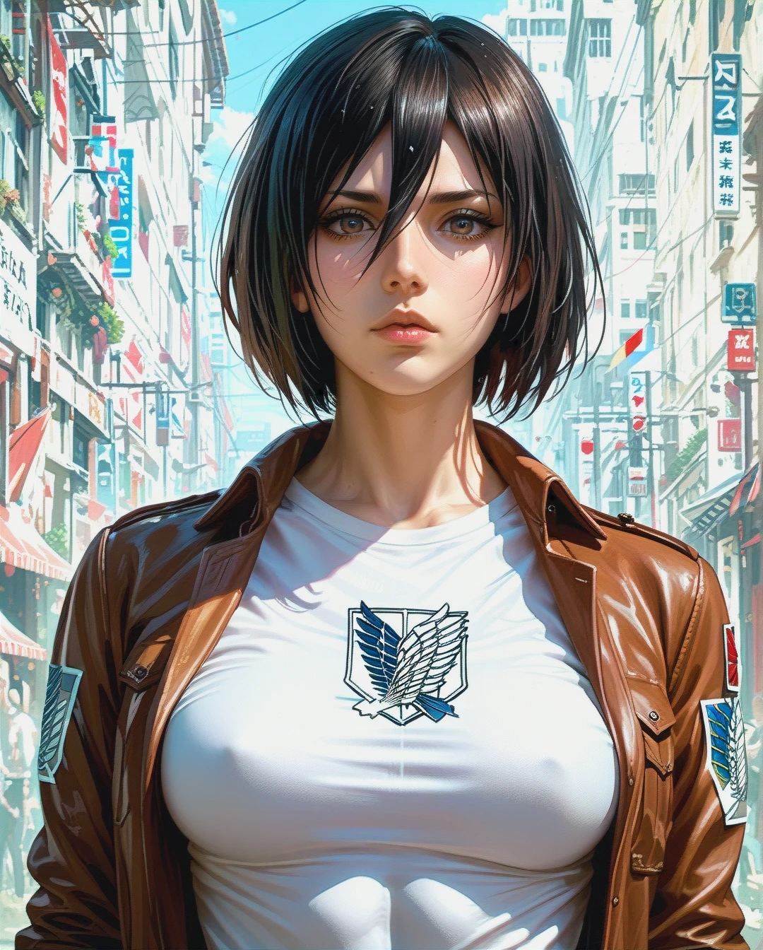 Mikasa Ackerman, Realistic Realistic , sleeve shirt attack on titan