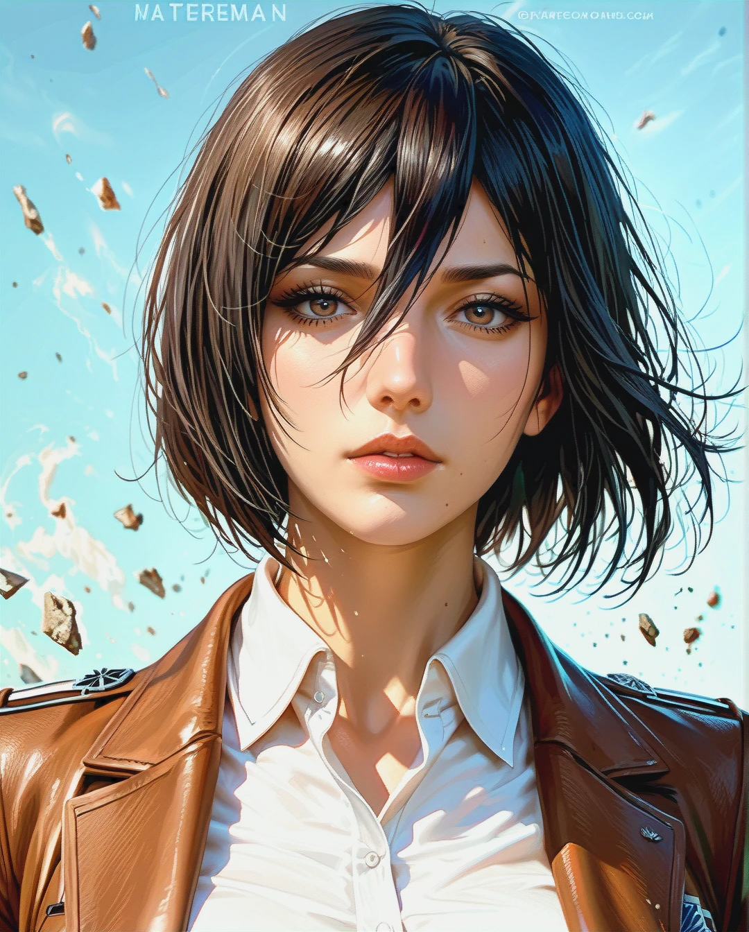 Mikasa Ackerman, mature , Realistic Realistic , clothes sexy attack on titan, Realistic Realistic,face focus