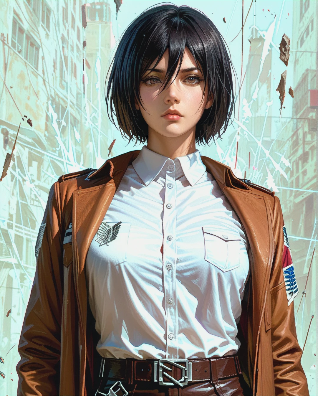 Mikasa Ackerman, Realistic Realistic , sleeve shirt attack on titan