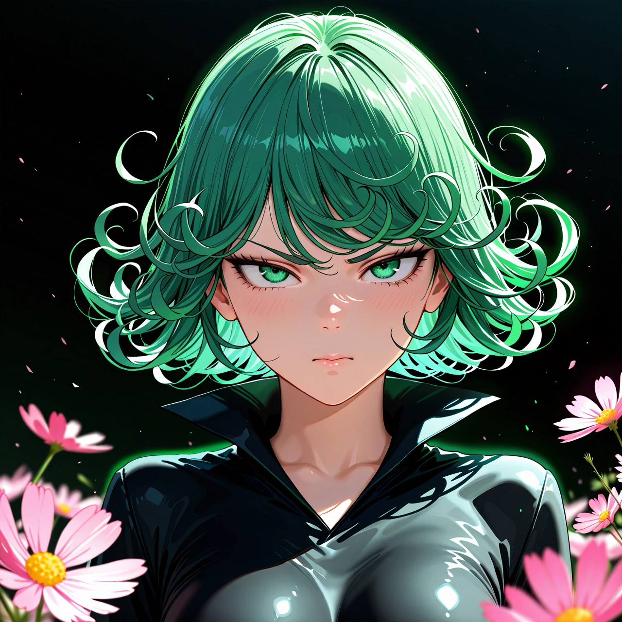 @tatsumaki, 1 girl, cosmos, , hyper-realistic CG, realistic faces, realistic eyes, very detailed, high resolution, extreme detail, , detailed face, full body foto, (tsundere) (from_below)