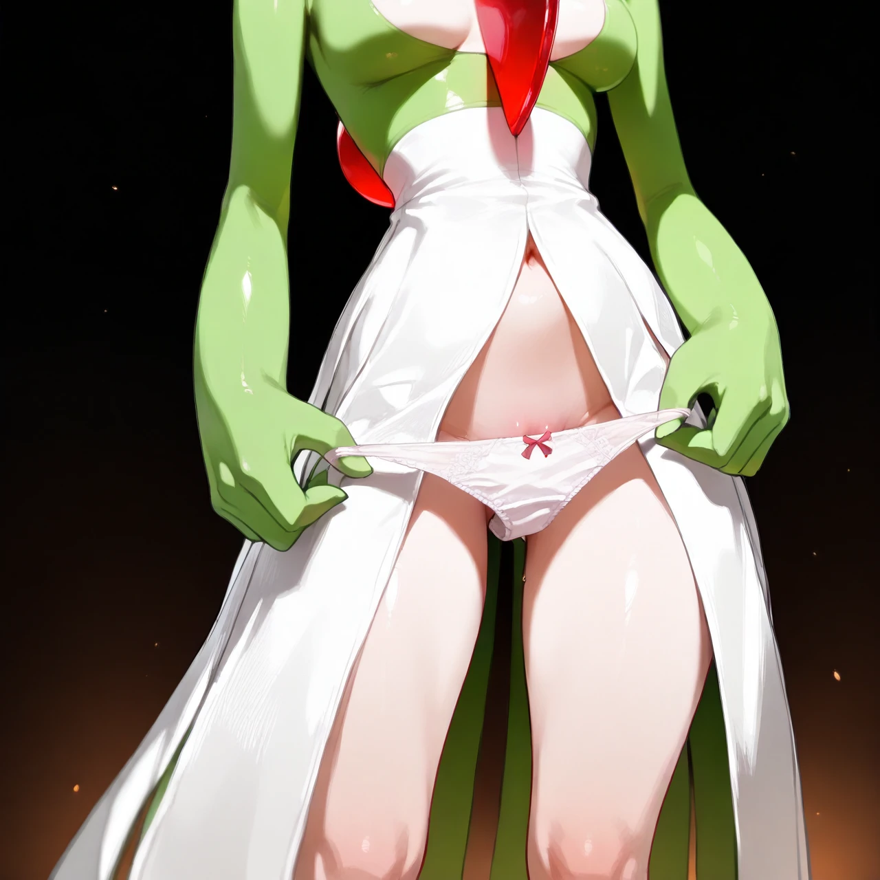 Gardevoir, on full growth, standing, (holding_panties)