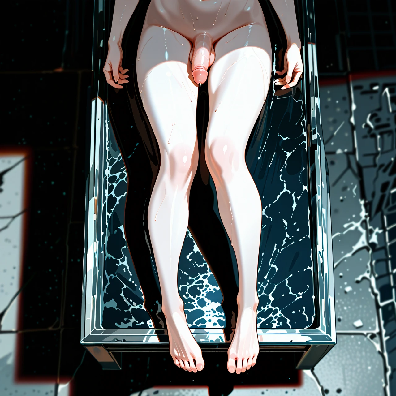 @dead body @morgue @naked @lying on back @alone @none male @boy only  @full body @boy on metallic table  @no sex @pale skin @Cloudy eyes @Straight face @Expressionless   @Legs closed @Legs straightened @from above @Feeling exhausted @kasumi_kantai_collection otoko_no_ko (male_futanari) @Non-erect penis