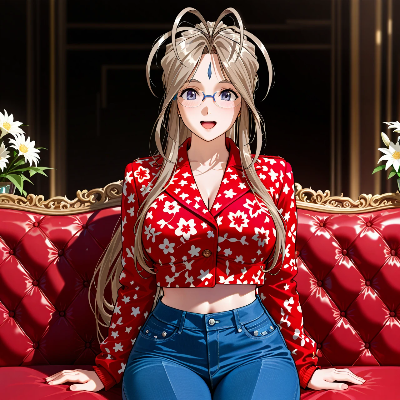 Sit and relax on an antique sofa in the cafeteria,break,(1_girl,@nagi,medium_breasts,Demi_color_Glasses ,open_mouth,cardigan,flower_pattern_lonngskirt),break,(2_girl,@belldandy,large_breasts,cropped_jacket,denimu_pants).