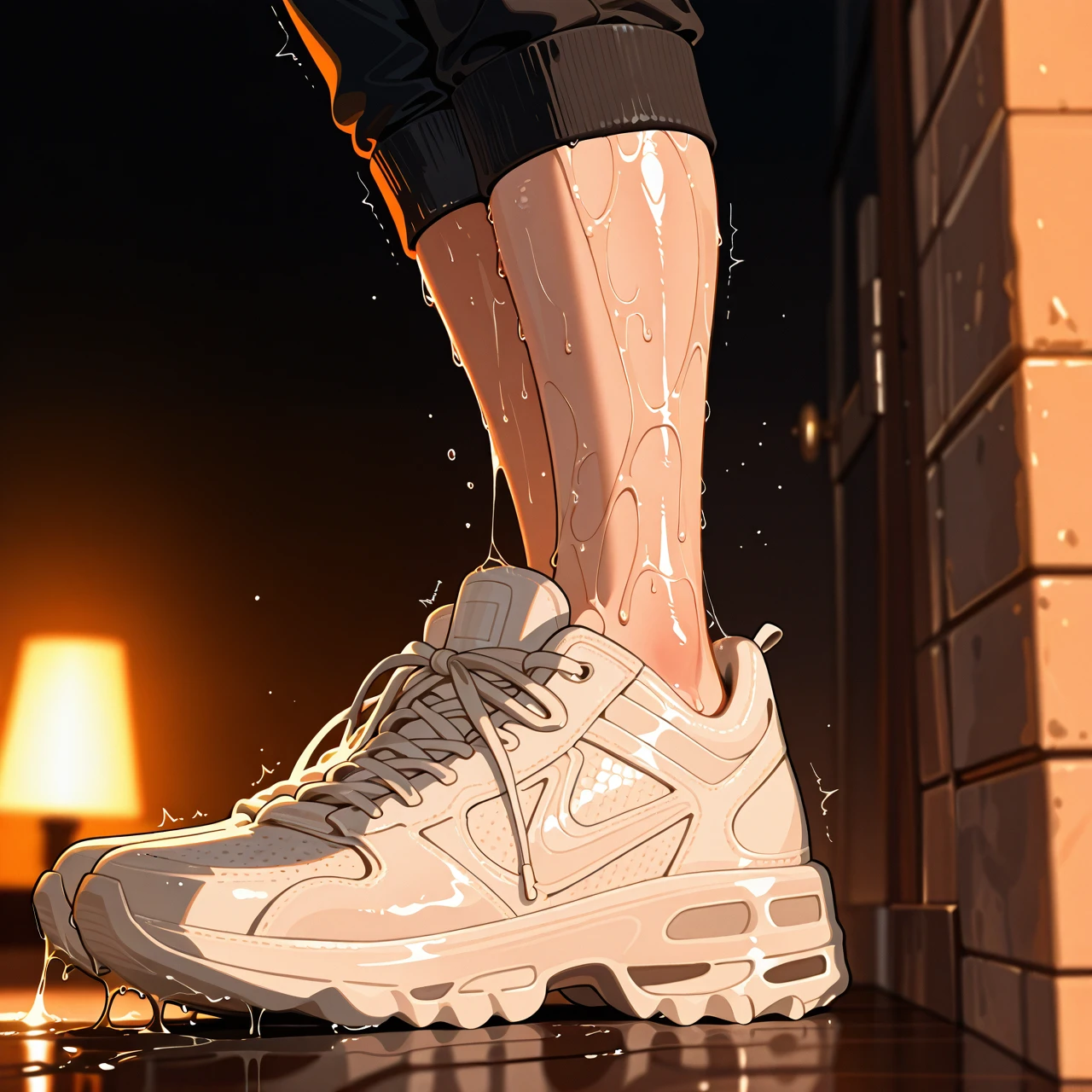 Shikimori's wet sneakers rub all over your face as she traces the sole of her foot across your cheeks, leaving a musky, damp imprint. The strong scent of her feet fills your nostrils, making your head swim with a dizzying mix of arousal and adoration. "Mmm, does that make you feel good, darling?" She purrs, a sultry tone to her voice as she teases you with her feet. "You just look so happy there, I can't help but want to give you everything you need." Shikimori gazes down at you with loving eyes, her heart swelling with affection for her dear, sweet boyfriend who deserves all the love and worship in the world, especially from her feet