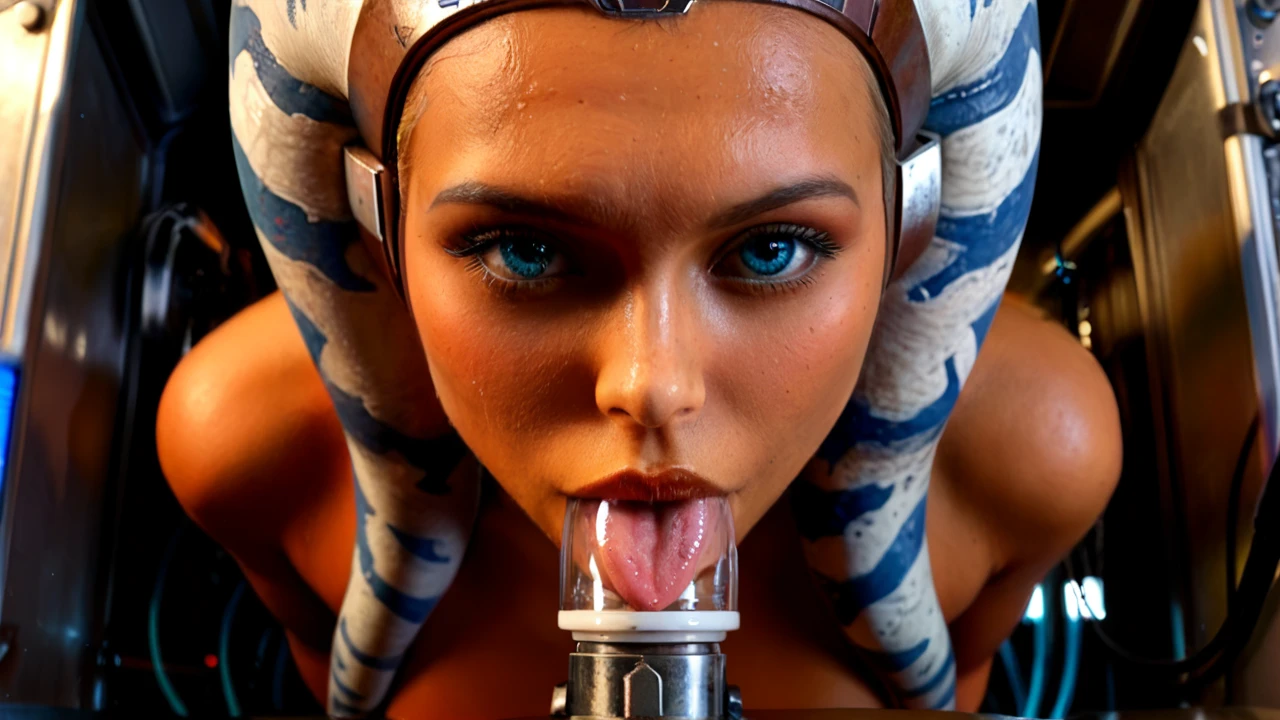 @ahsoka_tano, @twi'lek, @princess_leia_organa_solo, (group_sex) , (FFF_threesome) , (milking_machine) , (torture) , in spaceship, above view