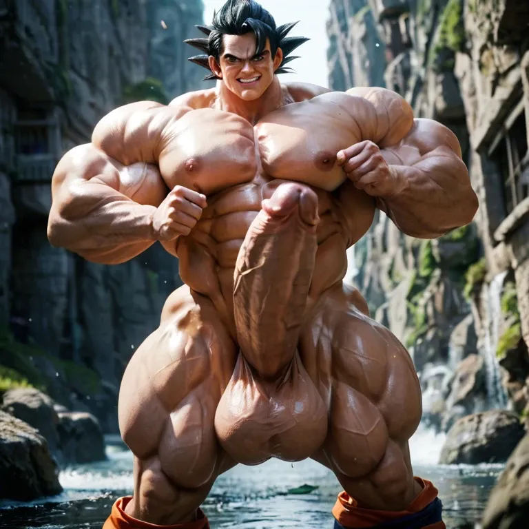 Goku, huge penis , hyper muscle , giant balls