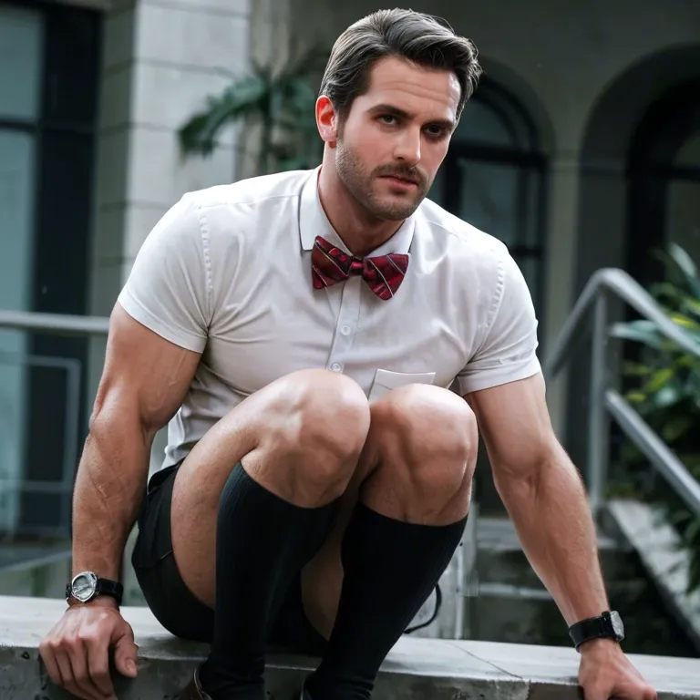 Chris evans, jerking off, wearing knee high black socks and a bowtie, porn