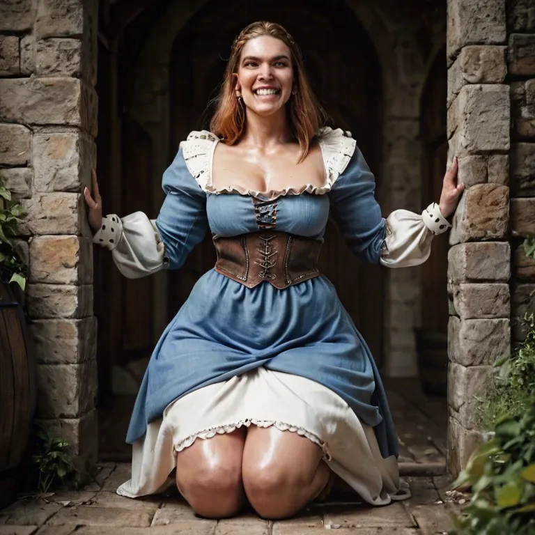 1girl,solo, , , , clenching teeth,thick arms,saggy boobs,huge hips,on her knees, cheek bulge,5 toes,perky big tits,wide hips,knees apart, medieval dress,knee-high socks,rings,one-piece,high heels, pants down,laces,scarf,thong,platform heels, white sweater,fishnets,frilled gloves,crotchless,armored boots, couch, water sparkles, castle, cartoon, brightly lit, spider-gwen, heart dynamics