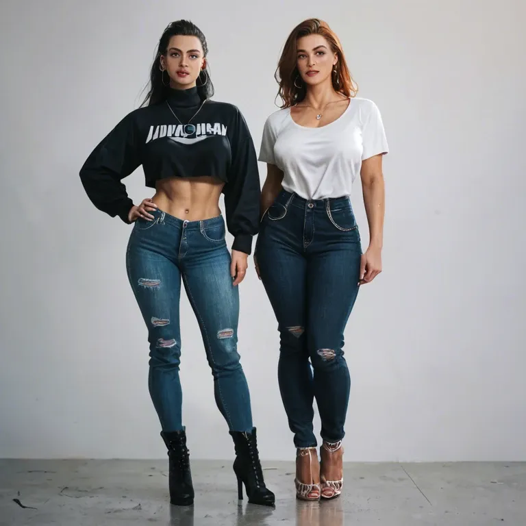 Two woman don't wear clothes show full body