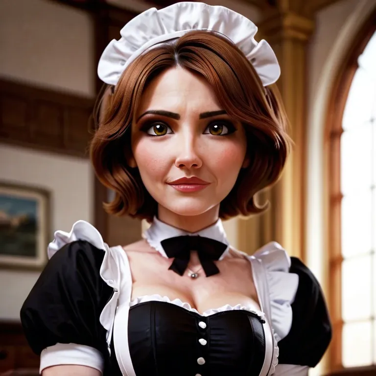 Aunt cass from big hero 6 in a maid uniform