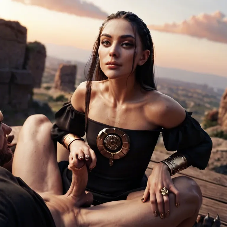 1girl,1boy, , , , balls on nose,armored,flat chest,sky above,gold on skin, bewitching,paw feet,saggy boobs,medium hips,off-shoulder, black shirt,anklets,red sunglasses,frilled bra,strappy sandals, black dress,black stockings,purple gloves,white leotard,black sneakers, cow costume,golden necklace,fishnet gloves,panties visible,stiletto heels, showering, lake, tavern, spider-gwen