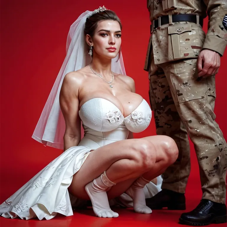 1girl,1boy, , , , sharp jawline,in army uniform,big tits,red background,bare shoulders, cute nose,on the knees,huge breasts,labia,textured skin, wedding dress,white socks,panties down,black leotard,heels, undress,fishnets,gold jewelry,blue bodysuit,knee boots, kitchen, daphne blake, spaceship, close camera, phone screen, painted nails, dark grey eyes, super mario, spider-gwen, waifu