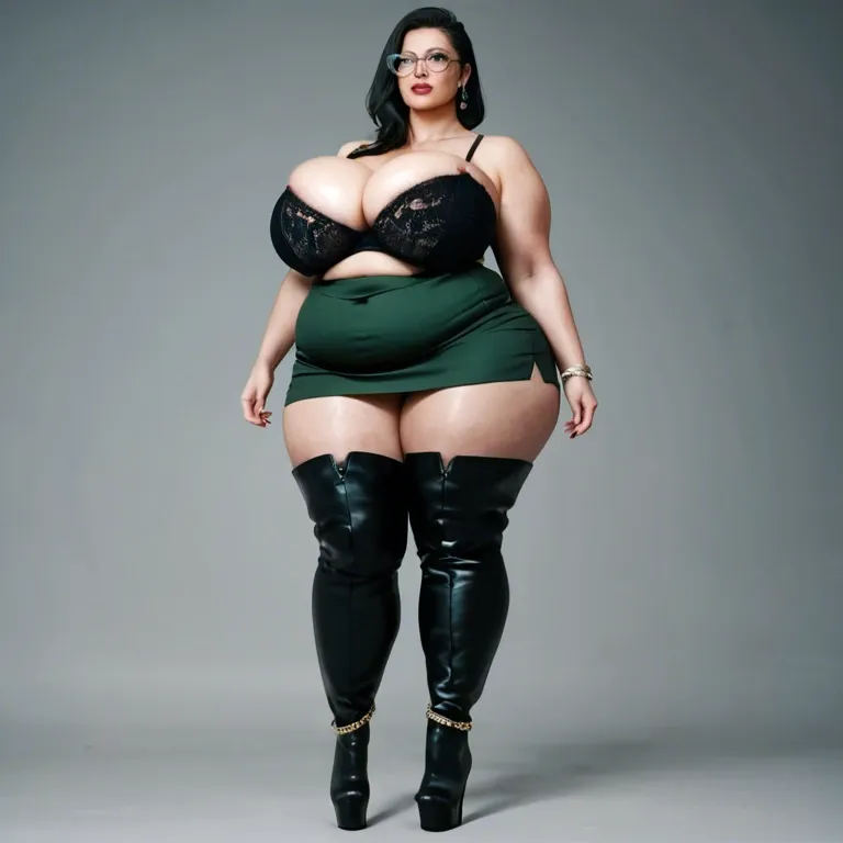 1girl,solo, , , , high cheekbones,fat obese arms,huge breasts,firm breasts,wide shoulders, dark green gown,anklets,opaque glasses,black bra,thigh boots, mini skirt,knee-high socks,golden tiara,lace lingerie,black boots, lifting skirt,gold stockings,dangly earrings,torn bodysuit,platform heels, school bathroom, subway, throne room, laying on bench, tifa lockhart, ariel waifu