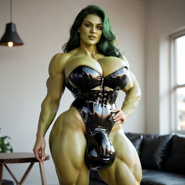 Hyper bodybuilding futa , huge cock bulge, she hulk, corset latex, nude huge boobs