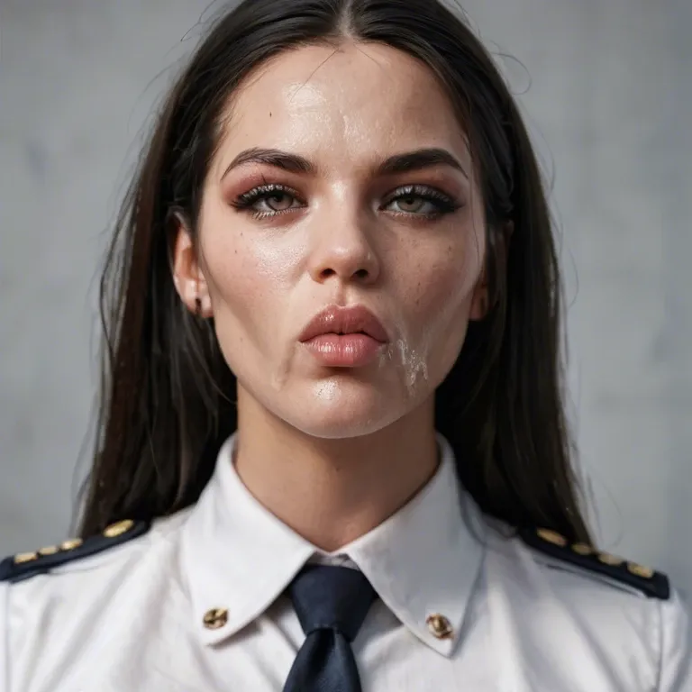 A college girl wearing uniform sucking a black dig spitting all over