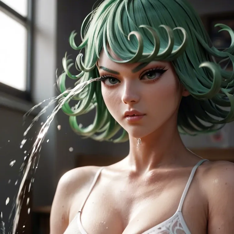 Tatsumaki squirting, anime art style, 4k