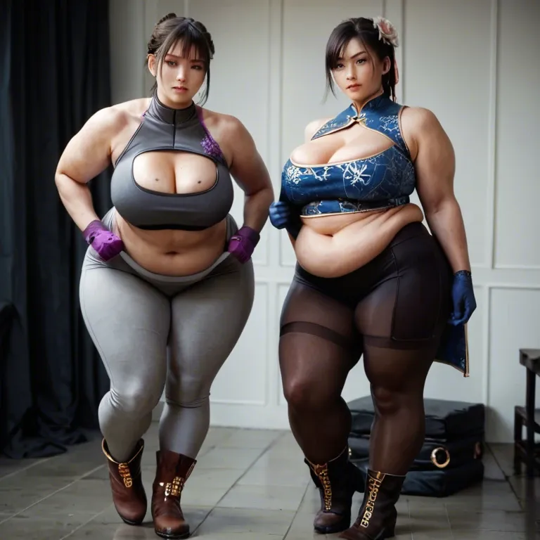 2girl, , , , arching,fat obese arms,cleavage cutout,breasts too big,wide shoulders, undressing,leggings,purple gloves,gray sports bra,brown boots, china dress,gold anklets,blue gloves,micro thong,armored boots, tight jeans,gold anklets,bdsm choker,pink panties,ballet shoes, in hotel room, throne room, robot eyes, detailed balls, well-lit, belle, ariel waifu