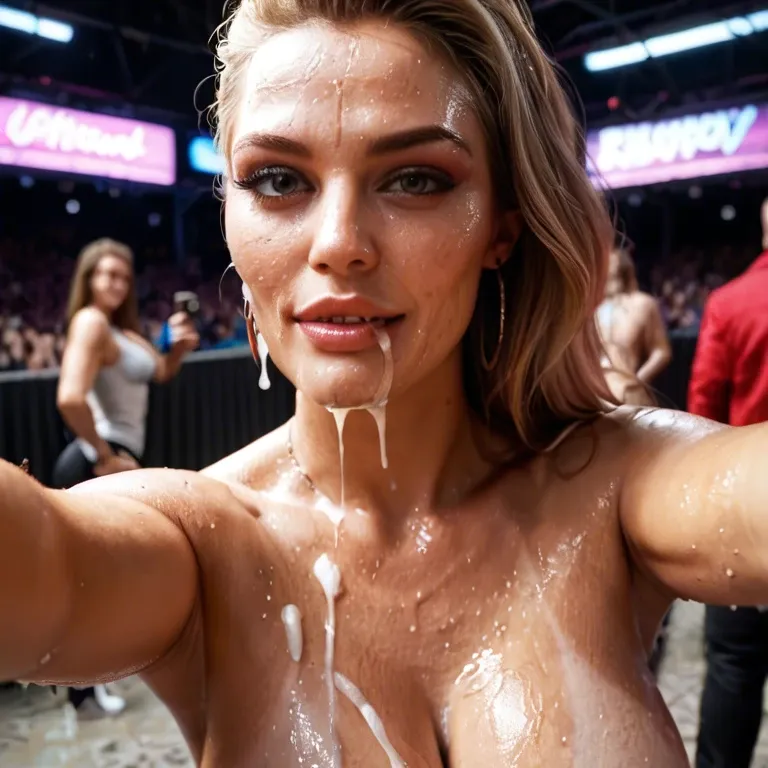 Taylor Swift, Selfie, Naked, public concert, Cumshot, covered in cum, slut, wet, tan, oily skin