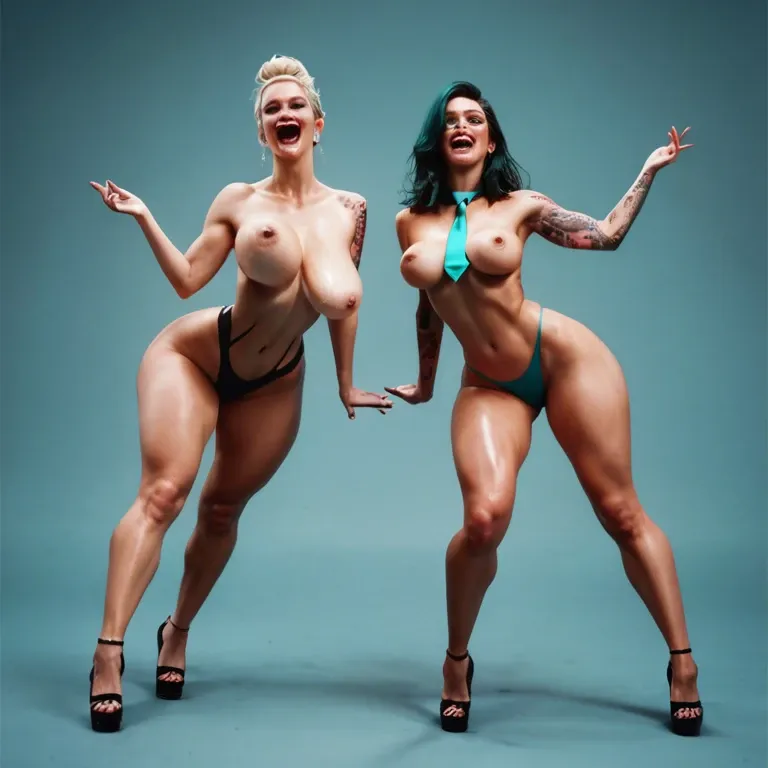 2girl, , , , high cheekbones,thin ankle,perky breasts,bouncing breast,skinned, sexy mole,arms tattooed,round boobs,huge hips,aqua necktie, cheekbones,two-handed,saggy breast,breasts grab,off-shoulder, black skirt,striped clothes,panties down,white lingerie,knee boots, white sweater,lace stockings,belts,beige bra,brown boots, purple dress,pink stockings,earrings,bra,sneakers, kitchen, lake, castle exterior, ropes, robot