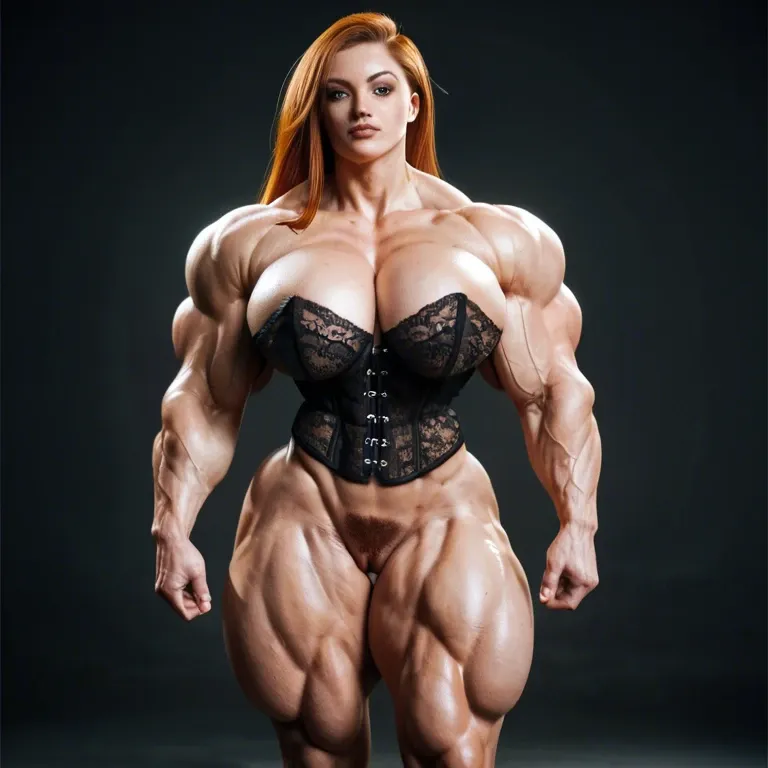 Kim possible, Hyper bodybuilding female,hyper muscular trapèze, hyper muscular épaule, hyper musclar biceps, corset nude boobs,nude hairy pussy, hyper muscular legs, hyper muscular mollet, lingerie