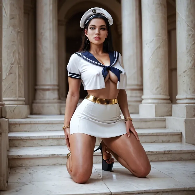 1girl,solo, , , , bubble in nose,platform heels,cleavage cutout,grabbing,standing, cheek,legs spread,erect nipples,hips,kneeling slut, slit skirt,gold anklets,sailor hat,leotard,high heels, tank top,white stockings,military hat,bikini top lift,shoes, white sweater,pantyhose pull,fur hat,open torn bra,black boots, in a gym, caulfield, spaceship, obedient, princess zelda, hinata