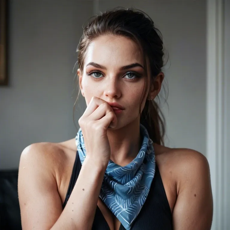 Girl putting covering nose with handkerchief