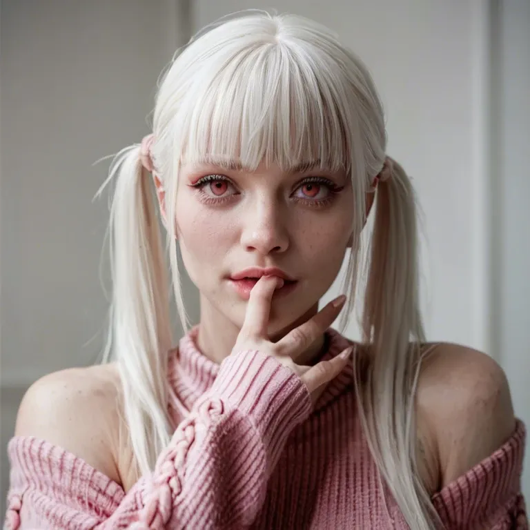 monster tentacle fucks girl albino with ponytails and bangs, pink sweater, green socks