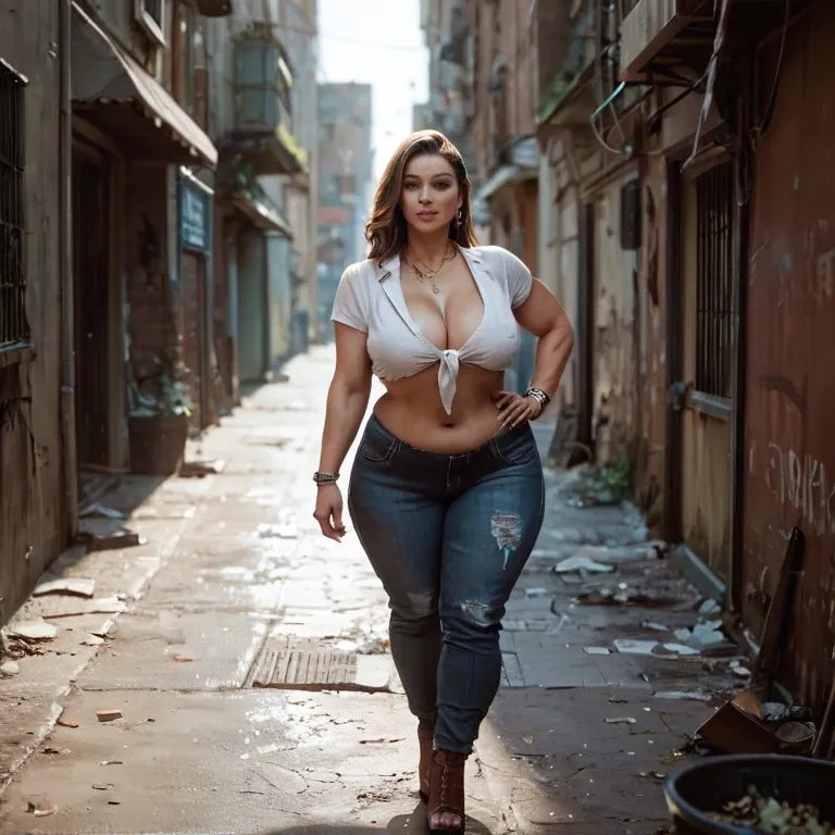 big fat girl in alley puking