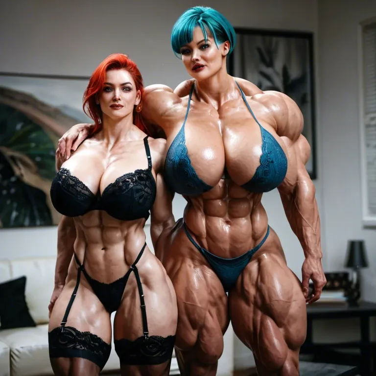 Bulma ,Massive bodybuilding female, massive muscular trapèze, massive muscular épaule, massive musclar biceps, boobs, muscle abdos, hyper muscular legs, massive muscular mollet, female lingerie bas, futa huge cock