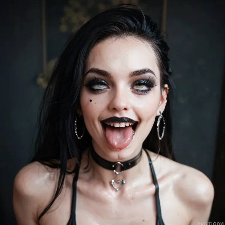 skinny goth slut happy ahegao face cute