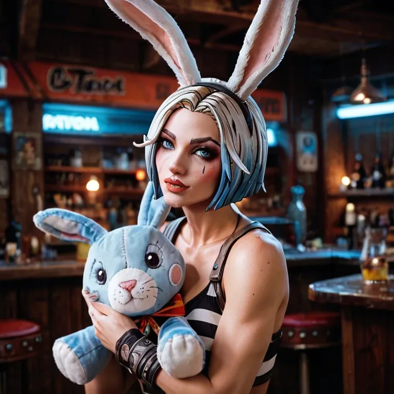 Borderlands tina, cute, rabbit ears, stuffed toy bomb.