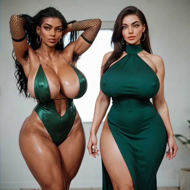 2girl, , , , nose blush,perfect feet,huge breasts,slim hips,broad shoulders, molest,armpit hair,round tits,gigantic hips,tanned skin, dark green gown,fishnet sleeve,suspender belt,pull wet bra,high heels, pencil skirt,white pantyhose,fur collar,cotton panties,heels, kitchen, daphne blake, cyberpunk, princess zelda, spider-gwen, rapunzel waifu