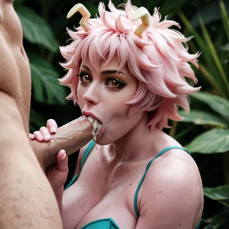 Mina ashido pink skin sucking white dick