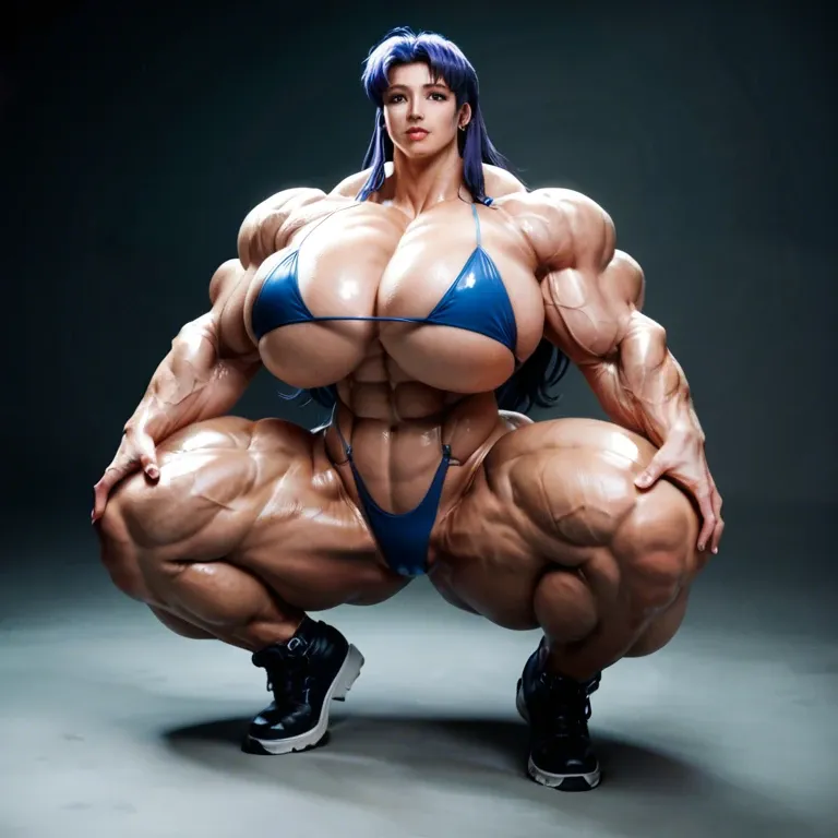 Misato Kurasagi, massive muscles female, muscles body, hyper massive muscles woman, hyper gigantic massive muscle femme , hyper huge massive muscle, hyper large muscles, hyper gigant muscle trapèze, hyper giant muscles épaule, hyper huge muscle biceps, huge boobs, futa biggest cock bulge, sling bikini, beach