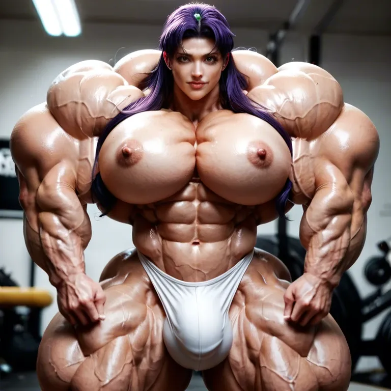 Misato Kurasagi, female massive muscles, massive muscle, huge muscle body, hyper massive muscles trapèze, hyper massive muscles épaule, hyper massive muscles biceps, nude huge boobs, futa large cock bulge bigger, lingerie