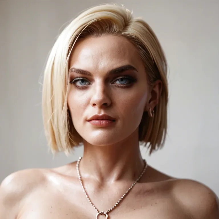 Face view, 1girl, Android 18 interpreted by Margot Robbie