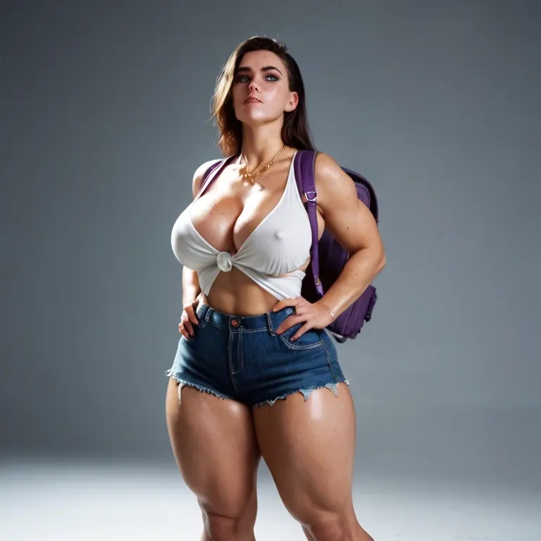 1girl,solo, , , , freckles,plump thighs,cleavage,hands on waist,throat bulge, purple eyes,women bare feet,one nipple out,purple backpack,gold necklace, rosy cheeks,toned thighs,large boob slip,leaning back,skinned, white sweater,striped clothes,military hat,panties on,platform heels, inside bedroom, water sparkles, spaceship, glowing dildo, spider-gwen, makinami