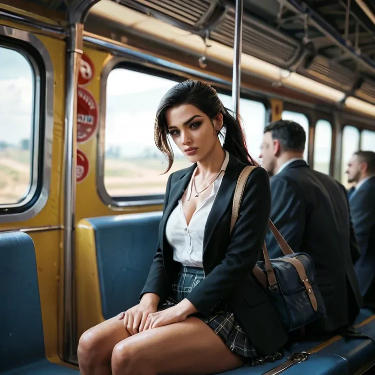 Girl sirting on my lap in a train by accident anim