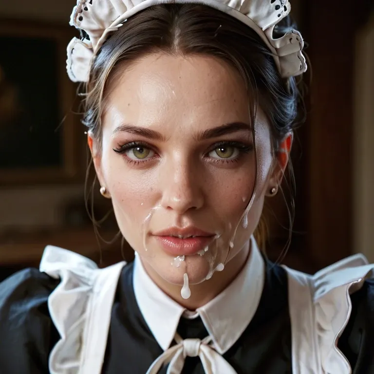 A maid undressed covered with cum