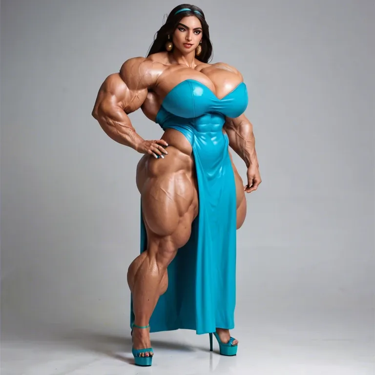 Princess Jasmine, (extreme hyper muscles:1.2), massive muscles, huge boobs, (veins:1.1), hyper thick biceps, full body, (hyper massive muscles latina woman: 1.3), growing, (growth:1.2), hyper gigantic massive muscles, hyper huge massive muscles, massive muscles, hyper huge muscles, hyper big muscles, hyper large muscles, hyper gigant muscles, hyper giant muscles, hyper huge biceps, hyper huge thighs, hyper huge long thighs, medium boobs, black hair, thick vascularity, hyper gigantic massive muscles woman: 1.3,full body, (hyper gigantic muscles: 1.3) futa bigger cock