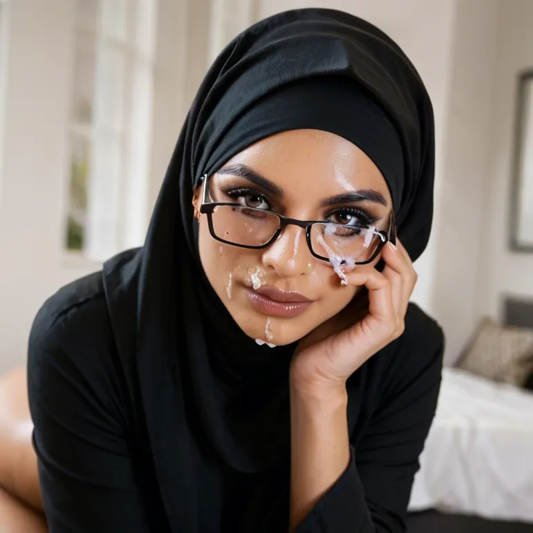 Arab,20 years old,black hijab,glasses,big ass,facial