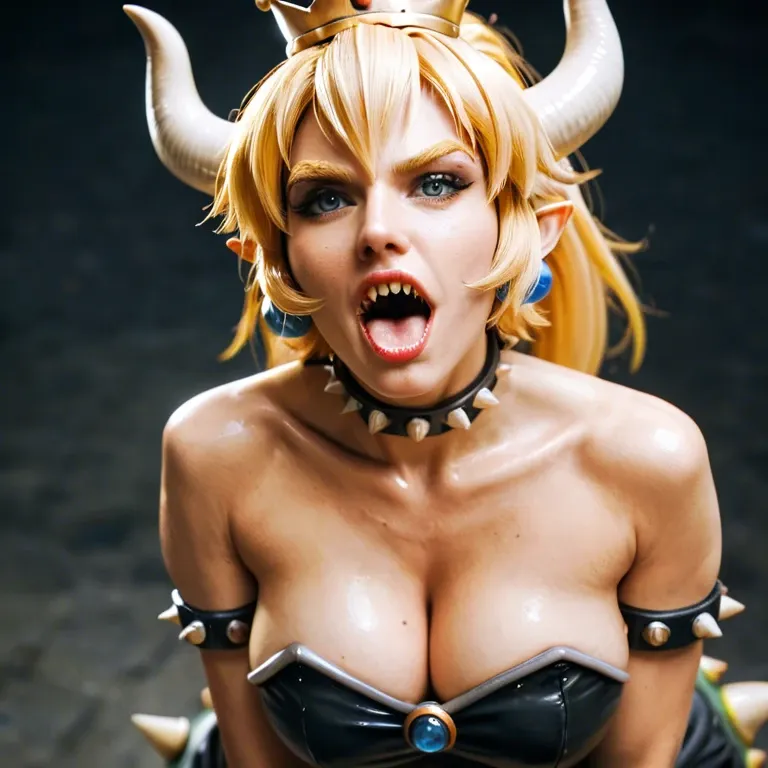 Bowsette, 90s vintage, open mouth big tits