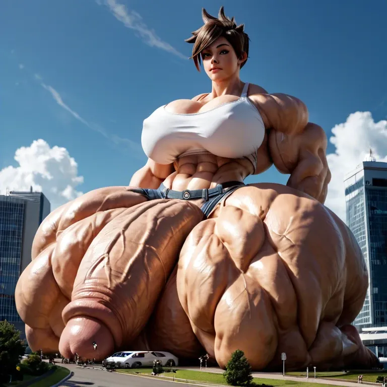 Tracer, gigantic giantess, macro, (hyper gigantic muscles japanese woman: 1.3), (hyper gigantic penis: 1.3), (hyper gigantic testicles: 1.3), (growing:1.3), (growth:1.2), hyper penis futa, futa is always bigger, gigantic huge penis, hyper thick penis, hyper gigantic penis, hyper big testicles, hyper gigantic testicles, gigantic testicles, hyper huge testicles, hyper gigantic massive muscles, hyper huge massive muscles, massive muscles, hyper gigantic muscles, hyper huge muscles, hyper big muscles, hyper large muscles, hyper gigant muscles, hyper giant muscles, Pre cum, (walking: 1.3), Completely naked, Barefoot, black hair, black eyes, Lipstick, demolish, destruction