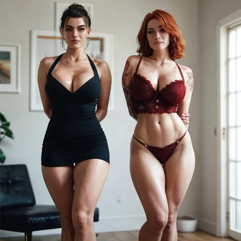 2girl, , , , thin nose,legs in the air,deep cleavage,background room,skin hair detail, spread cheeks,arms behind back,round big tits,hairy chest,shoulder tattoo, light freckles,thigh focus,big tits,low waisted,knee-highs, nightgown,blue stockings,earrings,black bodysuit,running shoes, nightgown,lace bra,circle glasses,black bra,running shoes, bathrobe,red thighhighs,gold bracelets,pull wet bra,stiletto heels, women bare feet, new york city, spaceship, equine dildo, leash pull, wonder woman