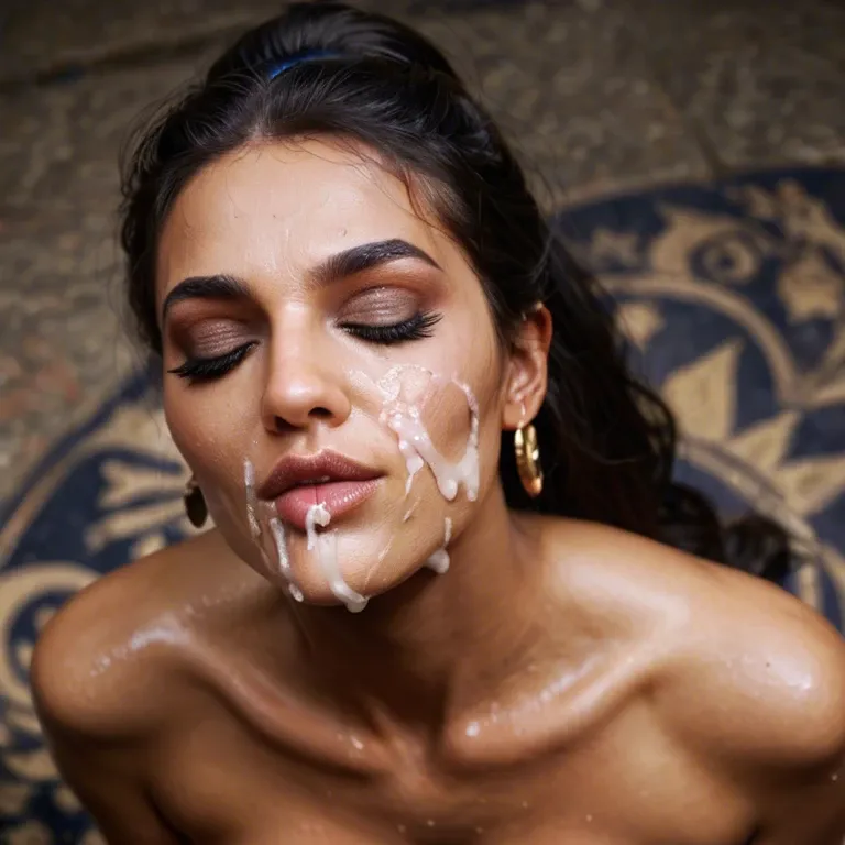 Arabian teen; hamam; naked; cum in face; closed eyes