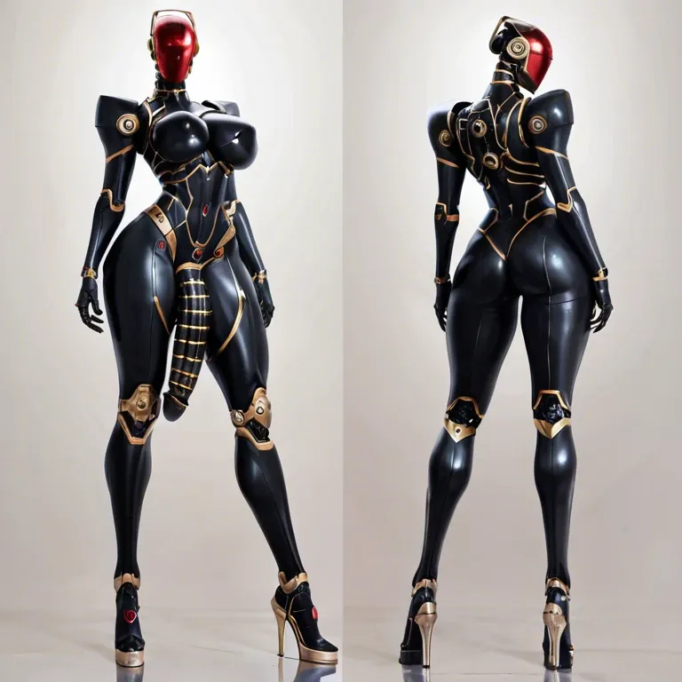 Analsex, 1guy, 1robot, Very tall robot futanari, machine goddess, metal skin, erected metal penis, huge boobs, artificial face, strong stand, long legs, full view, multiple views. 1 human, guy gets penetrated by futa.