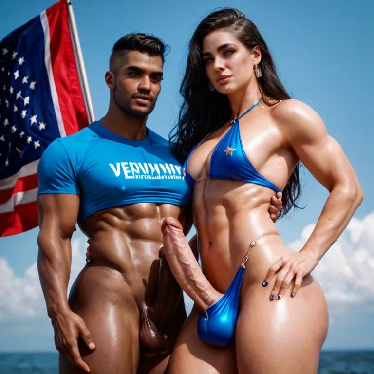 2boys, posing, couple, gay, male wearing Azerbaijan national clothes with big exposed naked cock, covered in flag of Azerbaijan standing with Armenian androgynous femboy sissy with curvy body, dark long hair, and beautiful Mesopotamian dress.