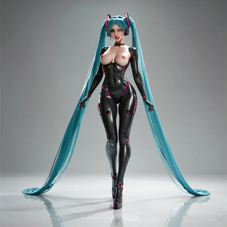 robot girl,miku hatsune,nude,full body