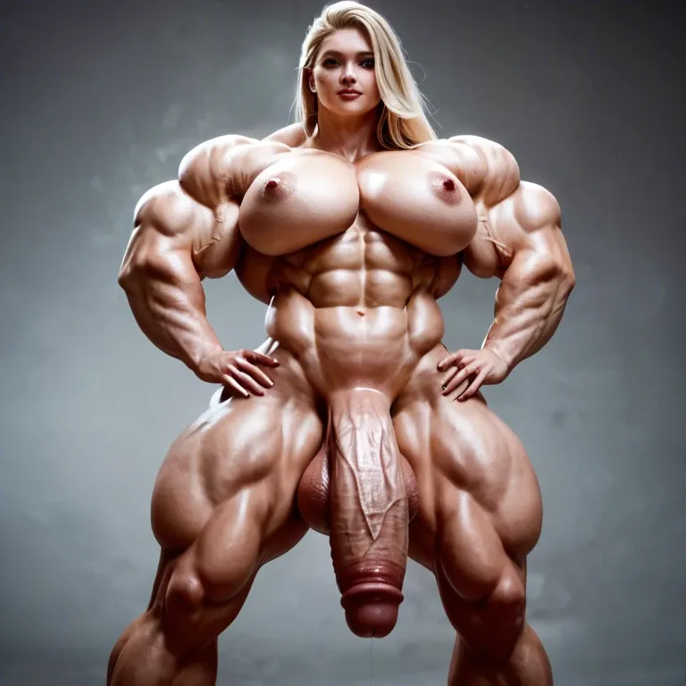 Supergirl, futanari, nude futunari with hyper gigantic cook, Front Double Biceps pose, (hyper balls: 1.3), gigantic biceps: 1.3, hyper long penis, muscular, (hyper boobs: 1.3), hyper thick penis: 1.3, (hyper muscular: 1.3), hyper massive biceps: 1.3, bimbo, huge lips, (veins on biceps: 1.3), hyper erect penis bulge